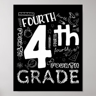 Póster Hola maestro de 4º grado niños y equipo de cuarto