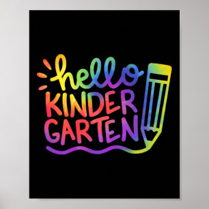 Póster Hola Maestro de Kinder Tie Dye Bienvenido Byck A