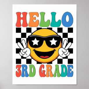 Póster Hola maestro de tercer grado chico chica espalda 