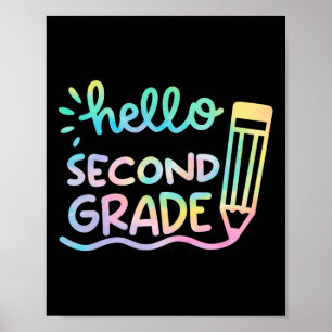 Póster Hola Maestros de 2do Grado Tie Dye Niños De Vuelta