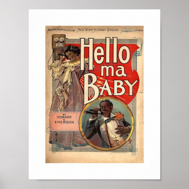 Póster Hola mamáes Bebé, partitura de chapa 1900 (Frente)