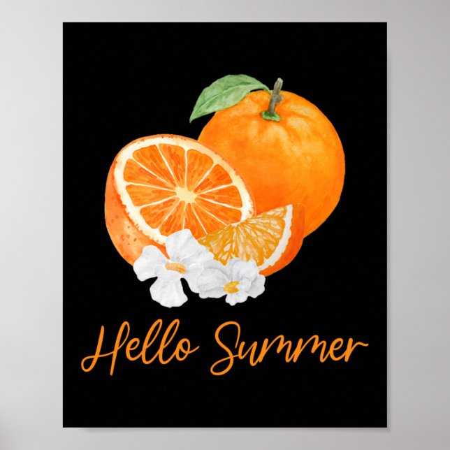 Póster Hola Naranja de verano Fruta tropical (Frente)