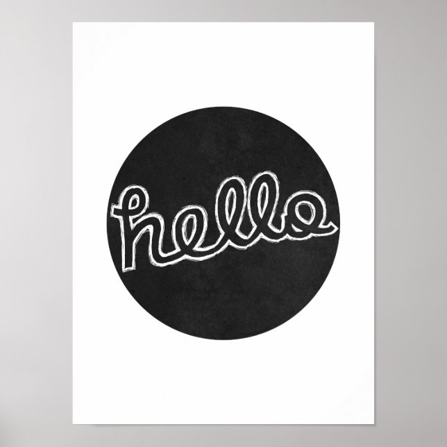 Póster Hola - Negro y blanco (Frente)