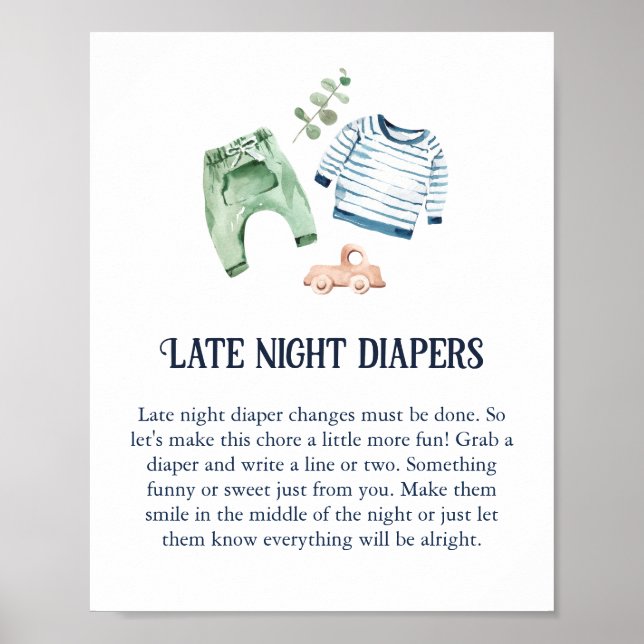Póster Hola niño bebé 'Diaper nocturno tardío' (Frente)