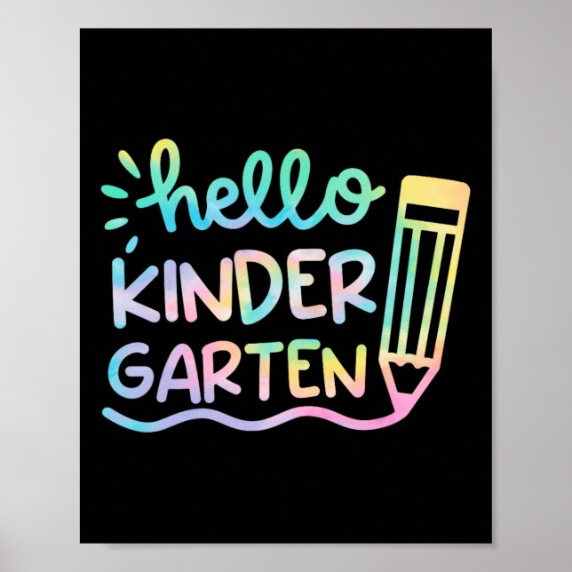 Póster Hola niños de kindergarten, profesoras de tintes d (Frente)