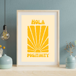 Póster Hola Positividad - Retro Sunshine Motivation Post
