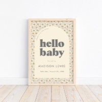 Hola Poster de bienvenida de Baby Retro Boho Daisy