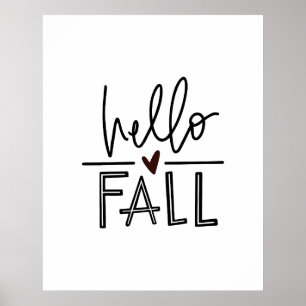 Póster Hola Poster de otoño con la mano de otoño