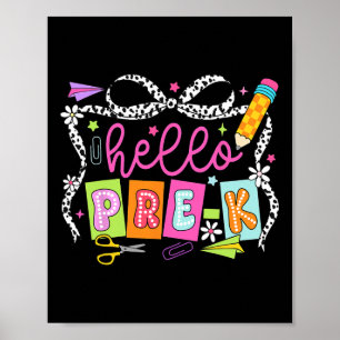 Póster Hola Pre-k De vuelta al cole Profesora Chica Coque