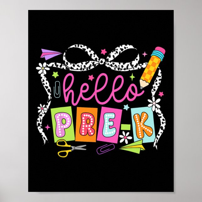 Póster Hola Pre-k De vuelta al cole Profesora Chica Coque (Frente)