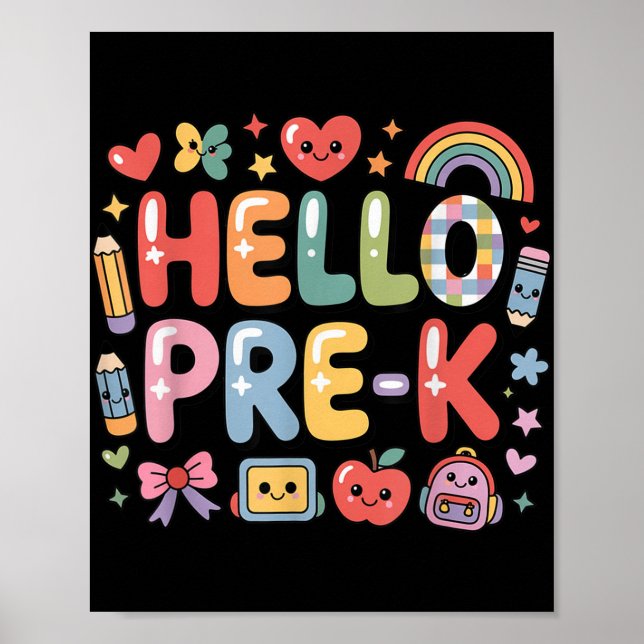 Póster Hola Prek De Vuelta A La Escuela Profesora Estudia (Frente)