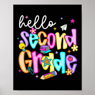 Póster Hola Preppy 2do Grado Regreso a la Escuela Maestro
