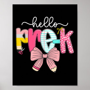 Póster Hola Preppy Maestra Preescolar Lazo Coqueto Atrás 