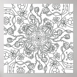 Póster Hola Primavera: Colorea Tu Propia Flor