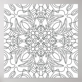 Póster Hola Primavera: Página para colorear abstracta flo