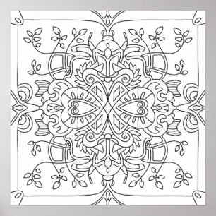 Póster Hola Primavera: Página para colorear inspirada en
