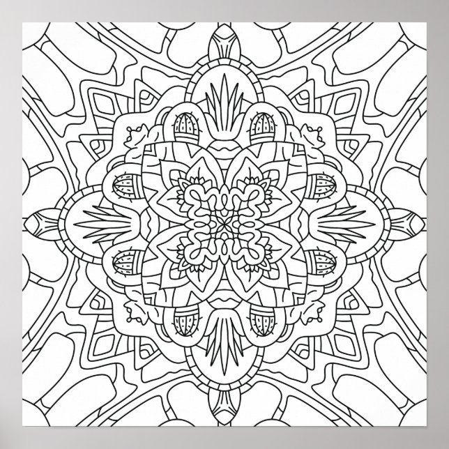 Póster Hola Primavera: Página para colorear plantas (Frente)