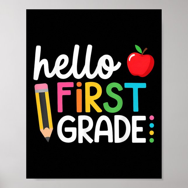 Póster Hola Primer Día De Estudiante De 5º Grado De Vuelt (Frente)