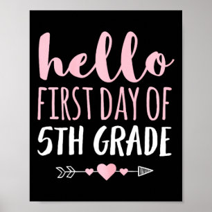 Póster Hola primer día de profesor de quinto grado flecha