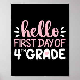 Póster Hola primer día del equipo de cuarto grado Cuarto