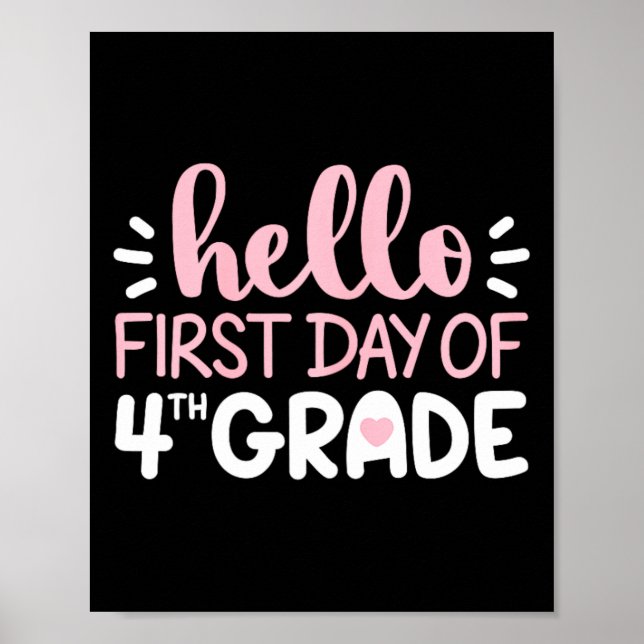 Póster Hola primer día del equipo de cuarto grado Cuarto  (Frente)