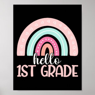 Póster Hola Primer Grado De Vuelta A La Escuela Maestra D