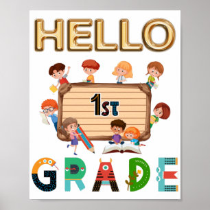 Póster Hola Primer Grado De Vuelta A La Escuela Primer Gr