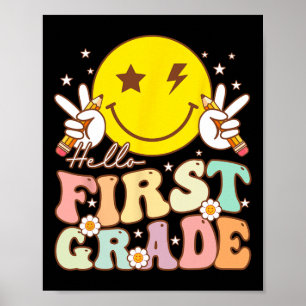 Póster Hola primer grado Hippie Sonrisa cara 1er grado at
