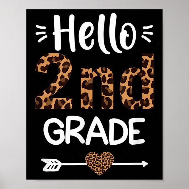 Póster Hola profesor de leopardo de 2do grado estudiantes (Frente)