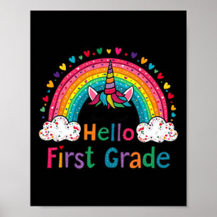 Póster Hola profesor de unicornio lindo arcoíris de prime