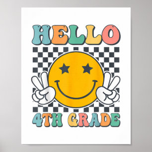 Póster Hola, profesora de cuarto grado de retro sonríe a 