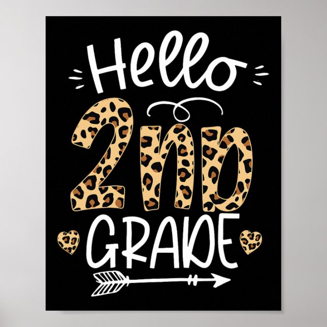 Póster Hola profesora de leopardos de 2do grado estudiant (Frente)
