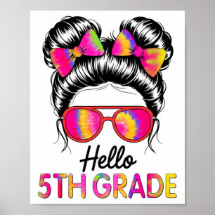 Póster Hola profesora de niñas de 5to grado equipo de reg
