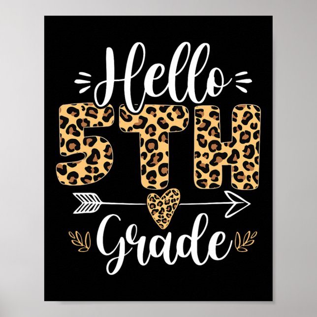 Póster Hola profesora de quinto grado Leopard Byck para l (Frente)