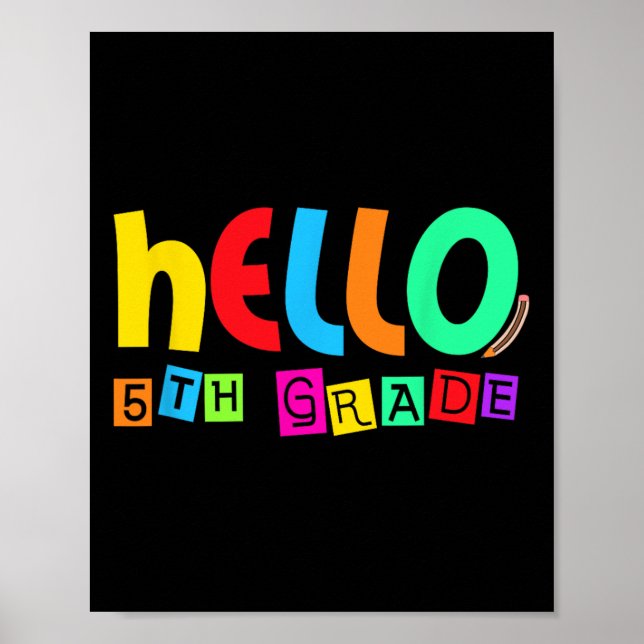 Póster Hola quinto grado 5to grado de vuelta a la escuela (Frente)