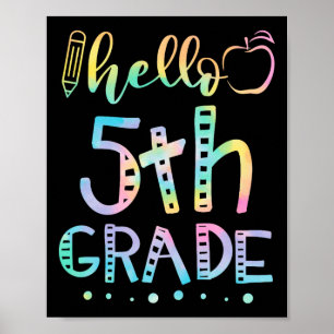 Póster Hola, quinto grado, de vuelta a la escuela