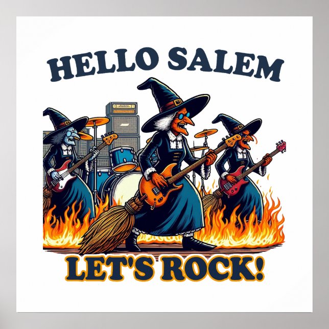 Póster Hola Salem Massachusetts Banda de Rock de Brujas (Frente)