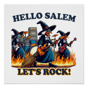 Póster Hola Salem Massachusetts Witch Rock Band