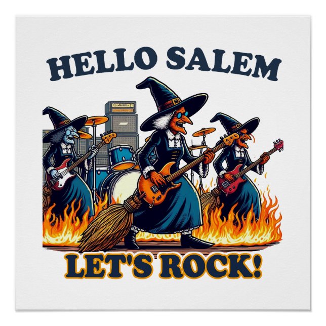 Póster Hola Salem Massachusetts Witch Rock Band (Anverso)