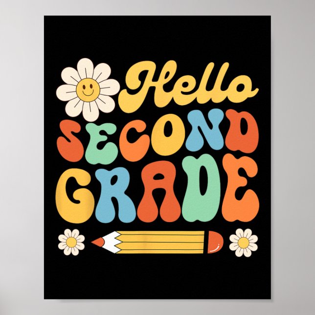 Póster Hola Segundo Grado 2do Byck A La Escuela Maestros  (Frente)