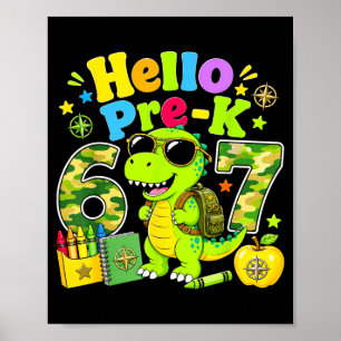 Póster Hola Segundo Grado 67 T-Rex Leopardo Rosa Primer D