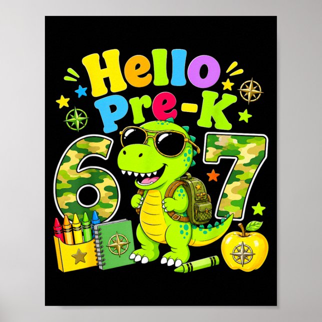 Póster Hola Segundo Grado 67 T-Rex Leopardo Rosa Primer D (Frente)