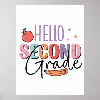 Póster Hola segundo grado de vuelta a la escuela