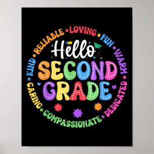 Póster Hola Segundo Grado De Vuelta A La Escuela Para Niñ