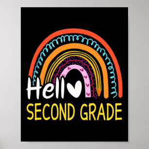 Póster Hola segundo grado de vuelta a la escuela Rainbow