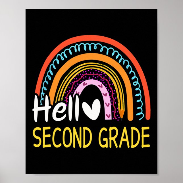Póster Hola segundo grado de vuelta a la escuela Rainbow  (Frente)