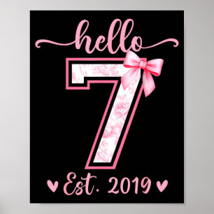 Póster Hola siete est 2019 7 cumpleaños niña coqueta bo