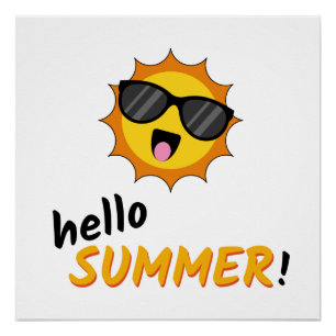 Póster Hola Sol de verano con gafas de sol