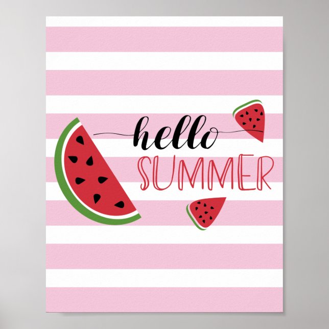 Póster Hola Summer Watermelices Slices Cuadros Blanco Ros (Frente)