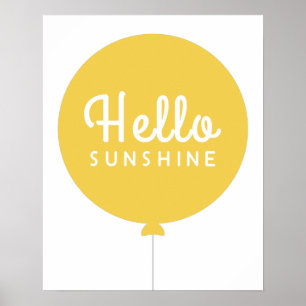 Póster Hola Sunshine Amarillo barato de los globos esca